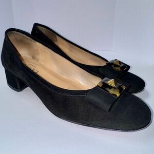 EUC Sesto Meucci Black Bow Slip-On Block Heels